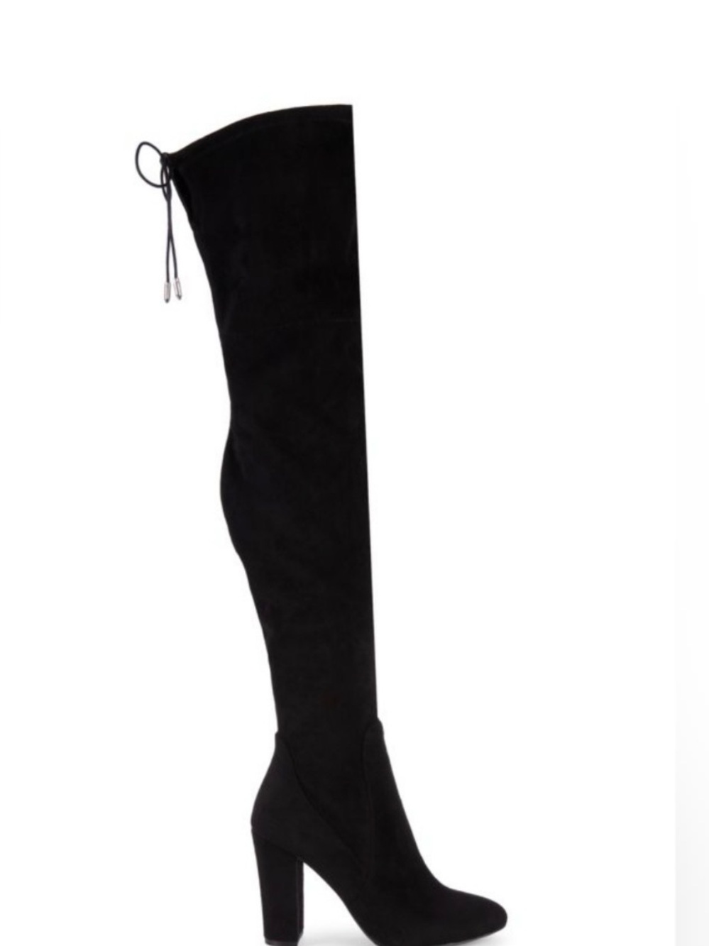 Dolce Vita Black Over-the-Knee Katy Microsuede Block Heel Boot with Back Tie